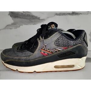 Nike Air Max 90 Premium Afro Punk Denim Running Shoes Obsidian Blue Mens Sz 10.5